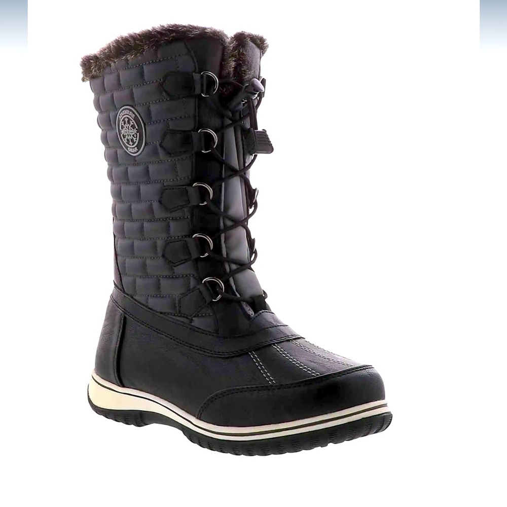 Totes Women's Weather Boots in Black/Pewter. Style E70564. Size 8.